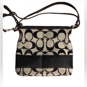 Coach Signature Shoulder Bag - Black and Beige